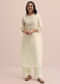 White Embroidered Chiffon Kurta Set With Dupatta