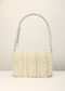 White Embroidered Clutch Bag With Cut Dana Work And Pearl Loops