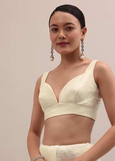 White Embroidered Tissue Saree With Unstitched Blouse