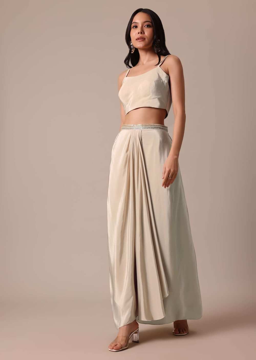 White Floral Print Lehenga Set With Jacket