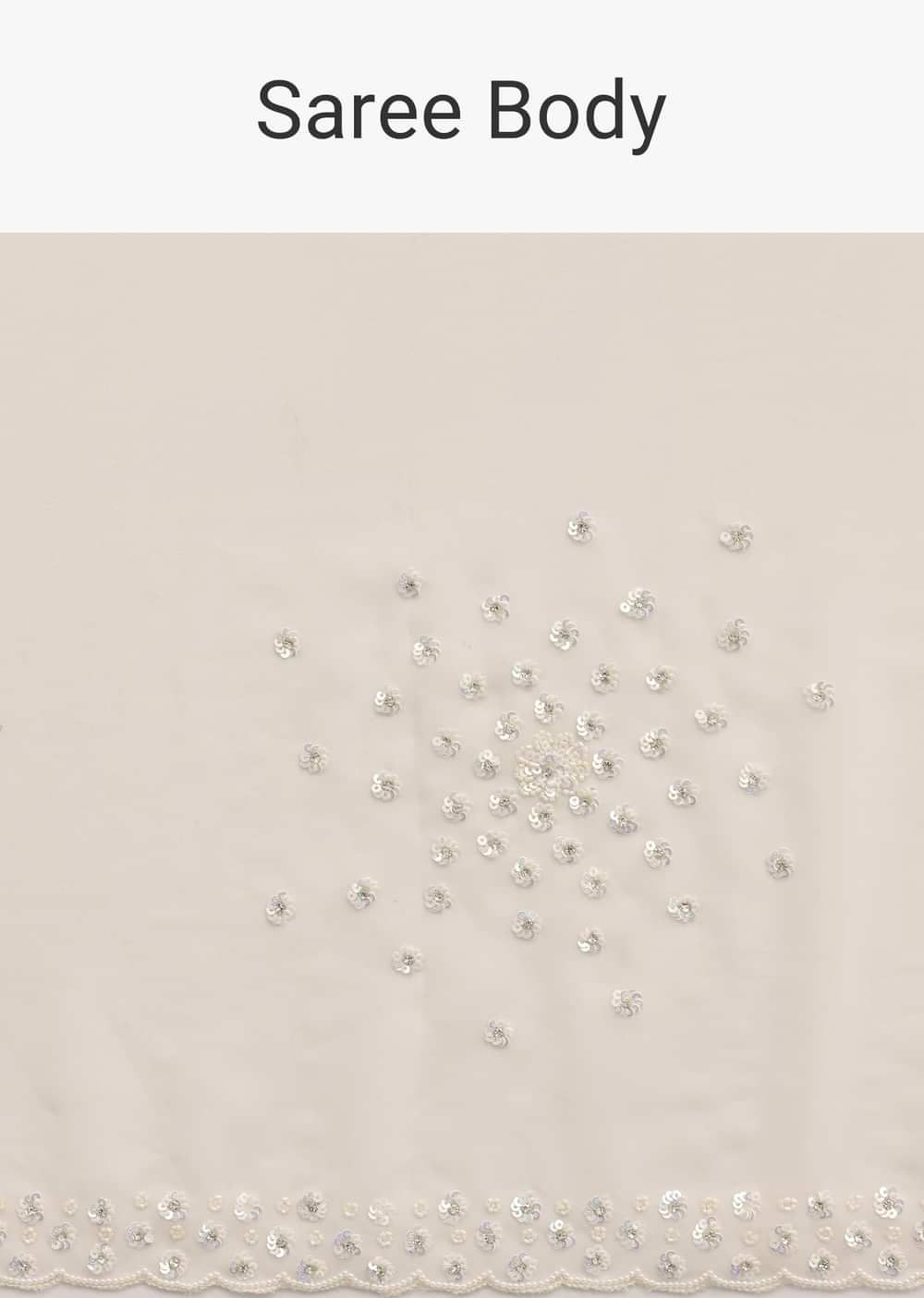 White Georgette Saree In Sequins With Unstitched Blouse