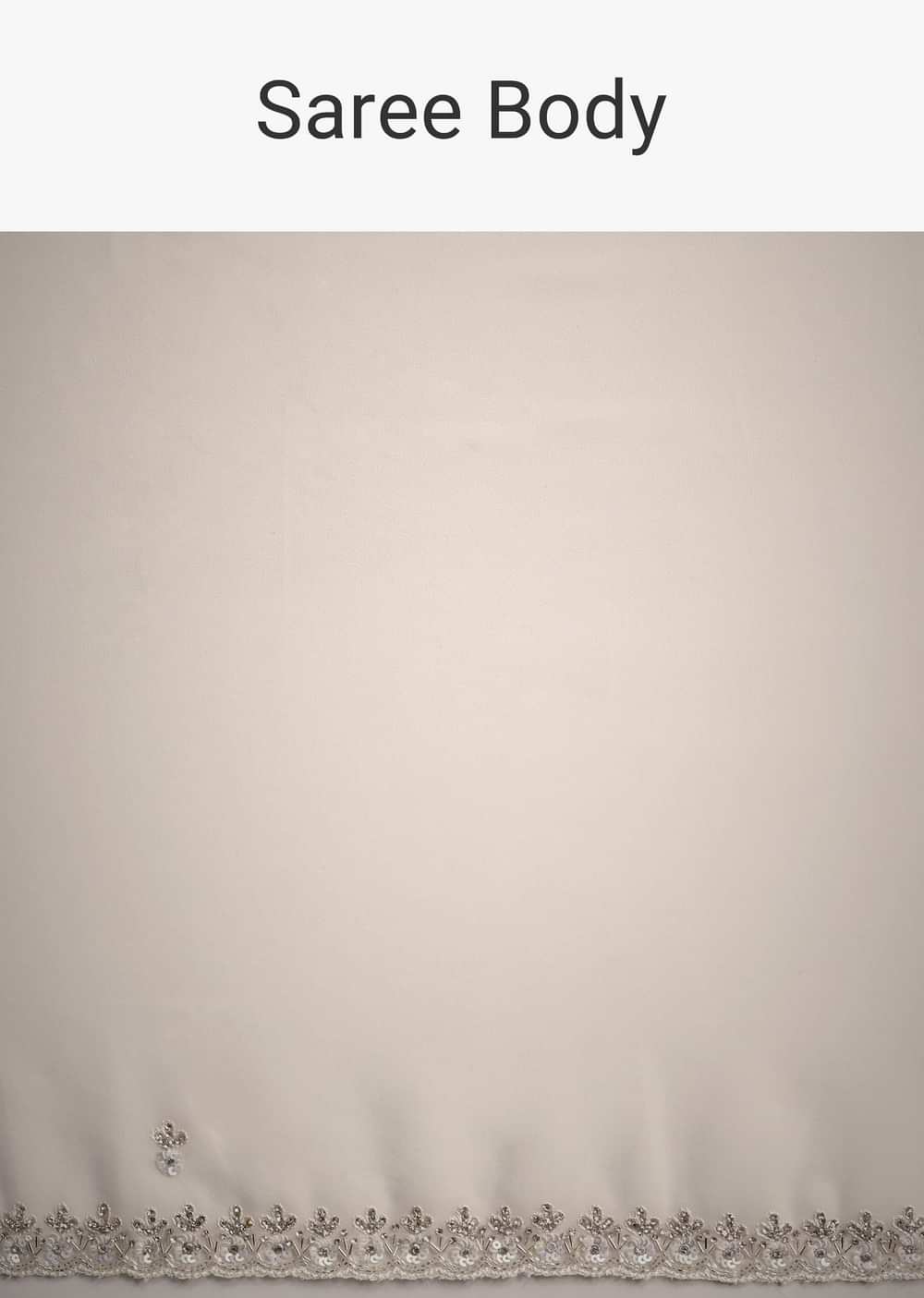 White Georgette Saree With Cutdana Embroidered Saree