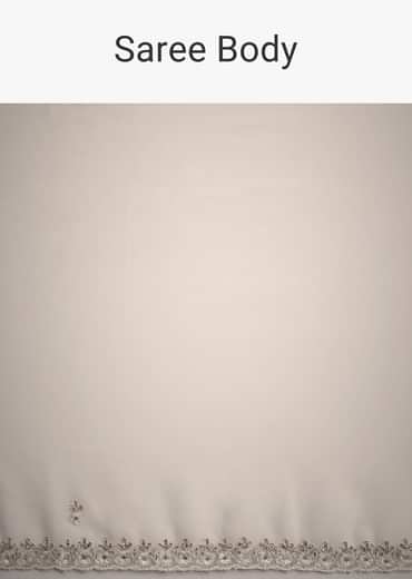 White Georgette Saree With Cutdana Embroidered Saree