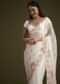 White Glass Tissue Saree With Floral Embroidery