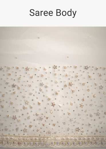 White Glass Tissue Saree With Sequin Embellishments
