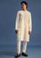 White Hand Block Print Kurta Set With Zari Work