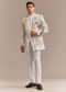 White Indo Western Set For Men With Hand Painted Work