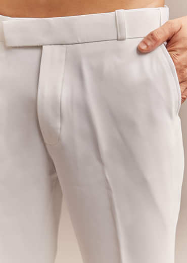 White Indo Western Set For Men With Hand Painted Work