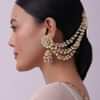 White Kundan Ear Chain With Pearl Drops In Mix Metal