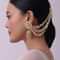 White Kundan Ear Chain With Pearl Drops In Mix Metal