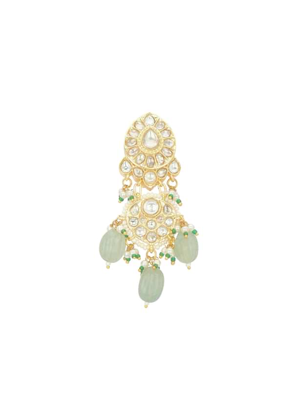 White Kundan Pendant Choker Set With Pearls