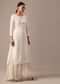 White Lucknowi Kurta With Thread Knot Detail