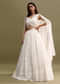White Net Lehenga Choli Set With Handwork