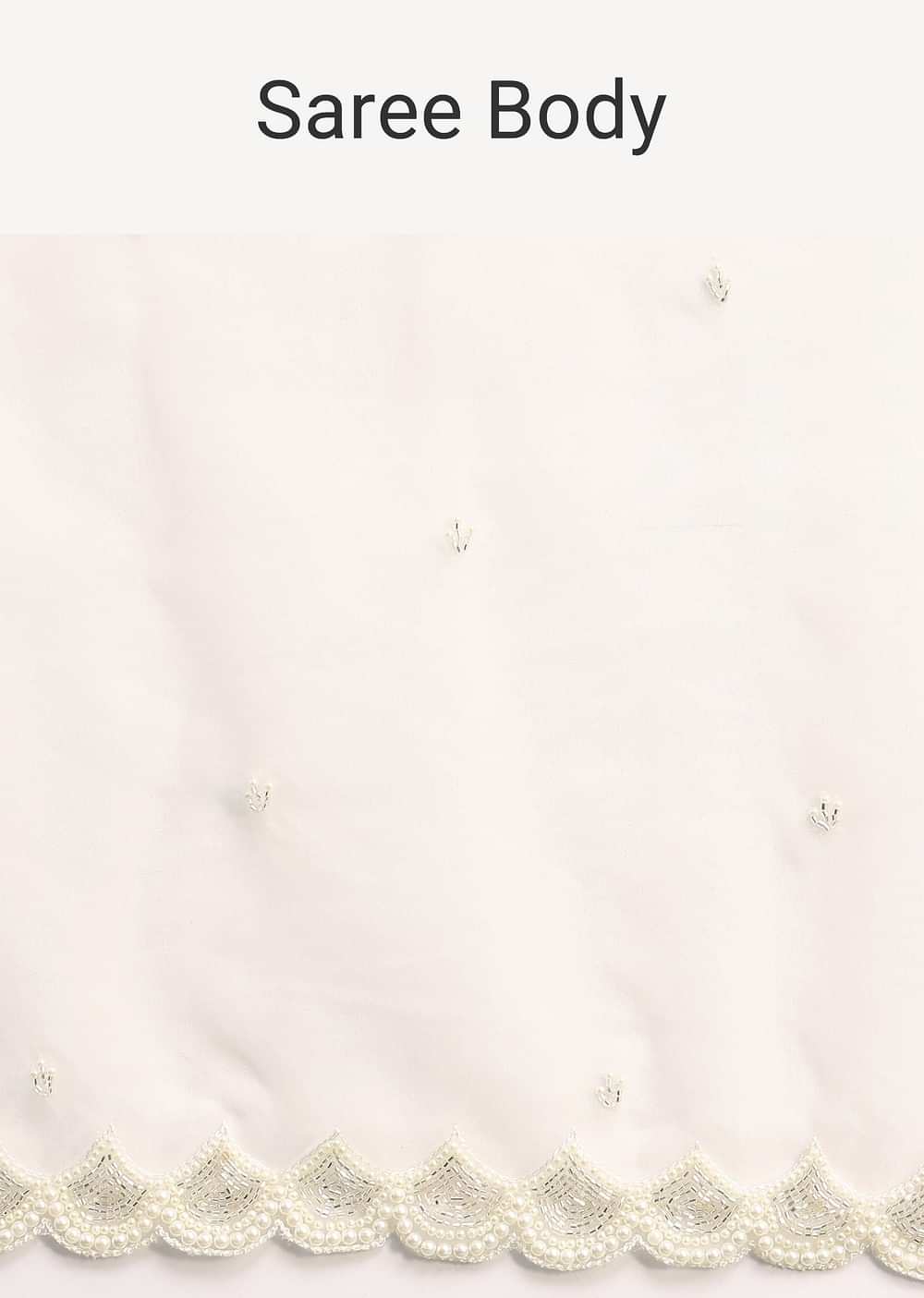 White Organza Saree With Beads And Cutdana Embroidery And Unstitched Blouse