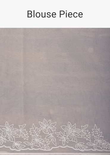 White Organza Saree With Cutdana Work And Unstitched Blouse Piece