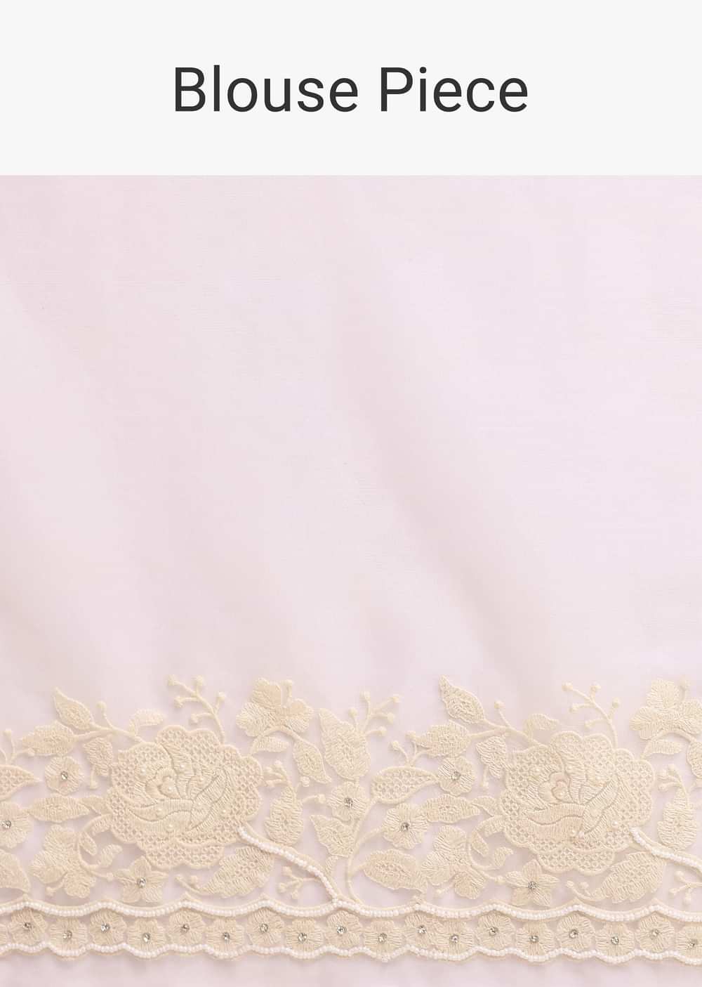 White Organza Silk Chikankari Saree With Cutdana Bead Work And Unstitched Blouse Fabric