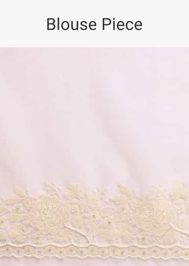 White Organza Silk Chikankari Saree With Cutdana Bead Work And Unstitched Blouse Fabric