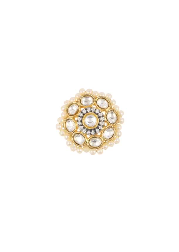 White Pearl Choker And Stud Set With Zircon Motif