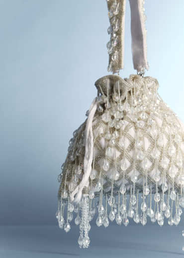 White Potli With Bead Work