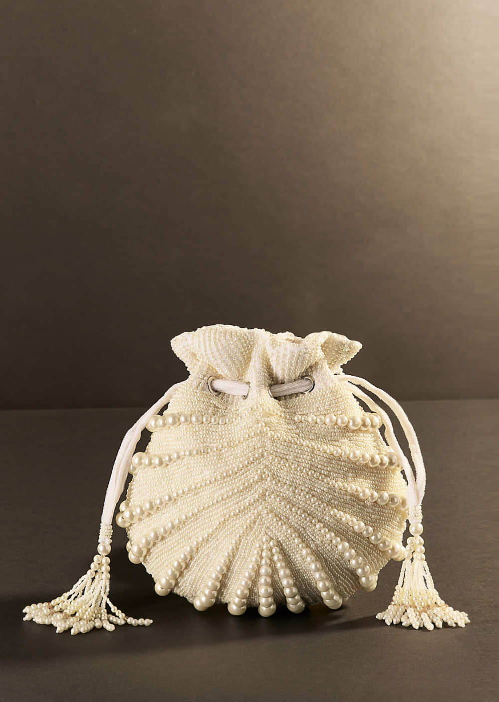 White Potli With Pearl Embellishments