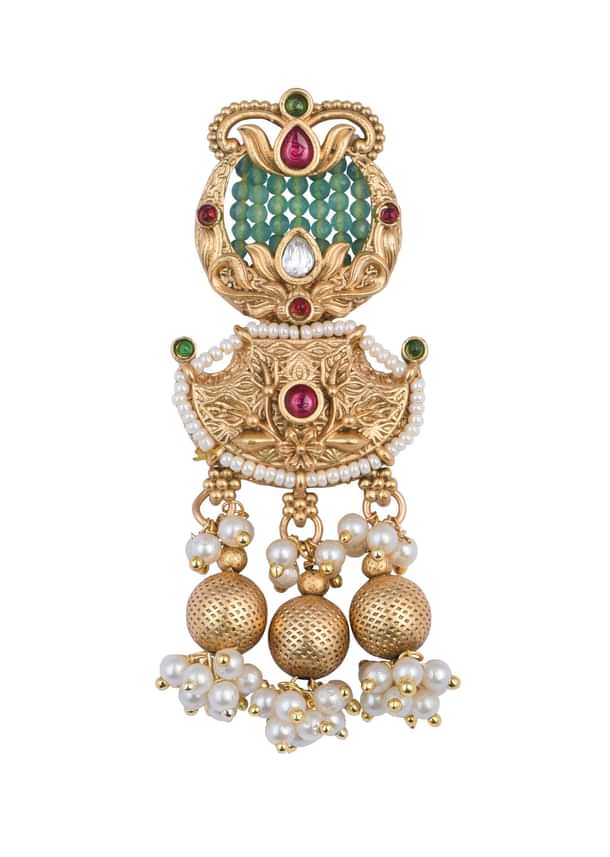 White Rajasthani Ponchi Choker With Beaded Studs