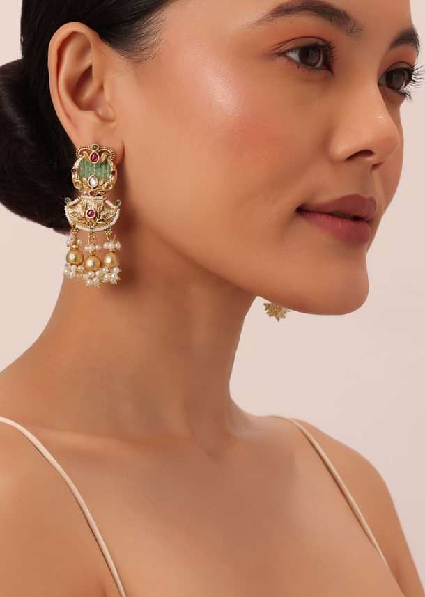 White Rajasthani Ponchi Choker With Beaded Studs