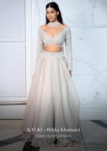 White Ruffle Lehenga With Blouse And Choker Dupatta