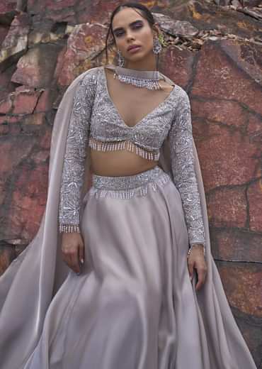 White Ruffle Lehenga With Blouse And Choker Dupatta