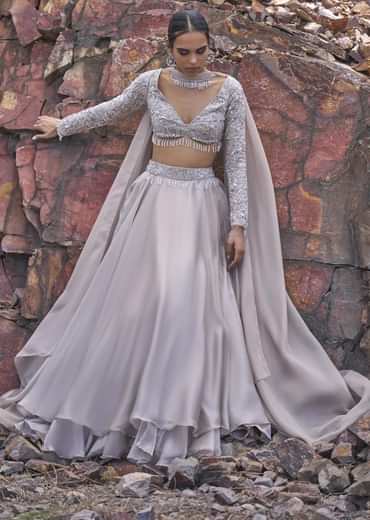 White Ruffle Lehenga With Blouse And Choker Dupatta
