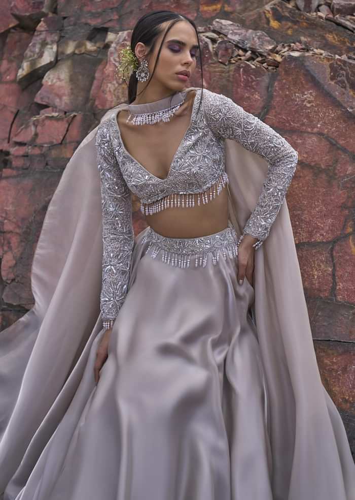 White Ruffle Lehenga With Blouse And Choker Dupatta