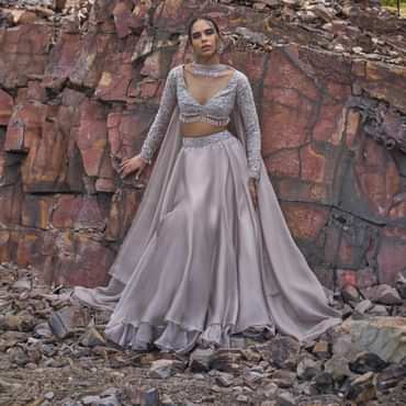 White Ruffle Lehenga With Blouse And Choker Dupatta