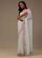 White Sequins Fabricated Saree With 3D Embroidery