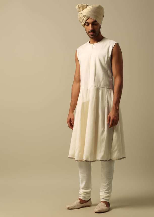 White Sherwani with Exquisite Heavy Embroidery