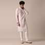 White Silk Embroidered Men Kurta Set