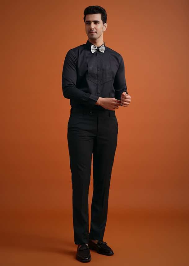 White Terry Rayon Textured Tuxedo Set White Terry Rayon Textured Tuxedo Set