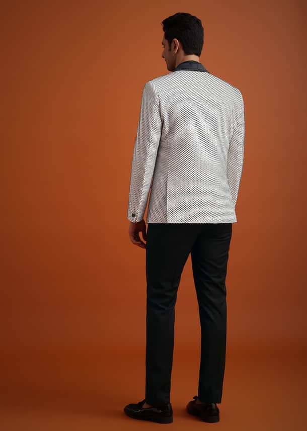 White Terry Rayon Textured Tuxedo Set White Terry Rayon Textured Tuxedo Set