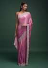 Wild Orchid Pink Ombre Saree In Satin Blend With Stone Work In Contemporary Border Design Online - Kalki Fashion