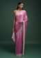 Wild Orchid Pink Ombre Saree In Satin Blend With Stone Work In Contemporary Border Design Online - Kalki Fashion
