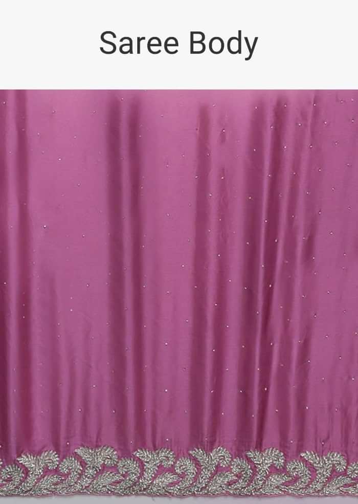 Wild Orchid Pink Ombre Saree In Satin Blend With Stone Work In Contemporary Border Design Online - Kalki Fashion