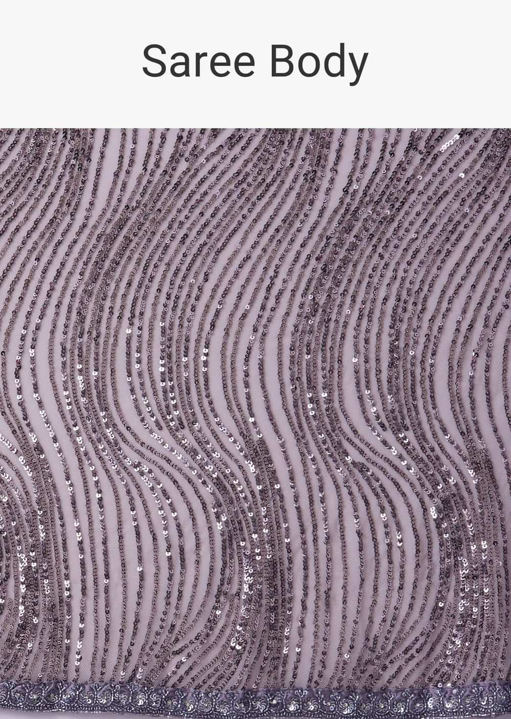 Lavender Purple Sequins Saree With An Embellished Border