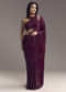 Wine Chinon Saree With Resham Floral Embroidery