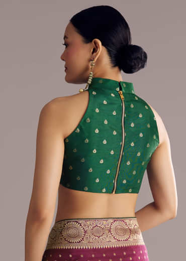 Wine Dola Silk Saree With Butti Work And Floral Border