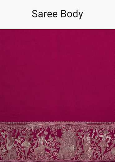 Wine Dola Silk Saree With Zari Motifs