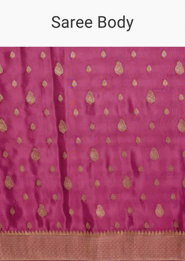 Wine Dola Silk Woven Saree With Golden Zari Embroidery