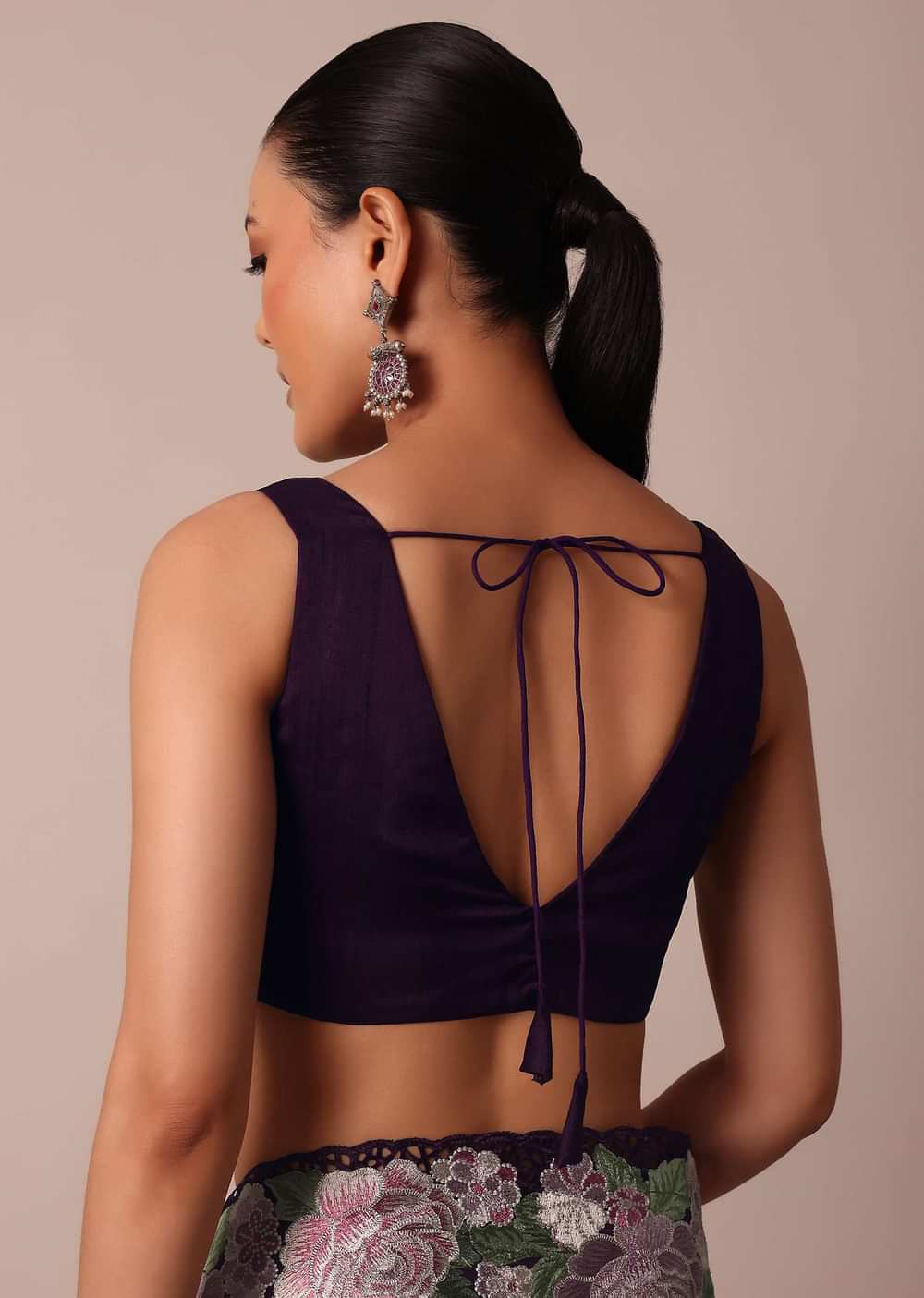 Wine-Hued Semi Tussar Silk Saree With Resham Thread Work