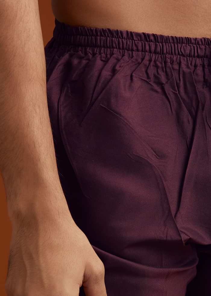 Wine Jacket Kurta Set With Thread Resham Embroidery