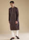 Wine Jacquard Self Work Mens Kurta and Pant Set