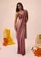 Wine Ombre Sequin Pleated Saree With Cowl Blouse