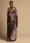 Wine Purple Banarasi Saree In Pure Handloom Silk With Woven Floral Jaal And Floral Border Along With Unstitched Blouse Piece Online - Kalki Fashion