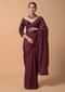 Maroon Saree In Chiffon With Scattered Moti Beads And Cut Dana Embellished Border Online - Kalki Fashion